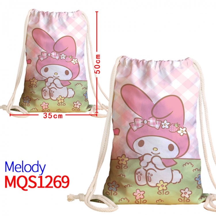 melody Canvas drawstring pocket backpack 50x35cm MQS-1269