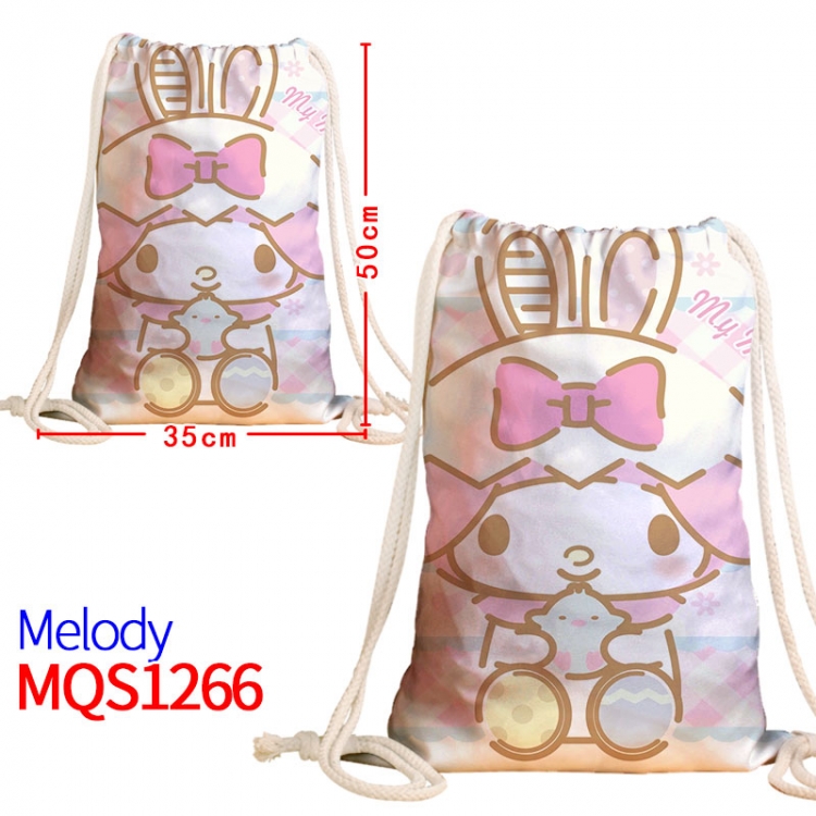 melody Canvas drawstring pocket backpack 50x35cm MQS-1266