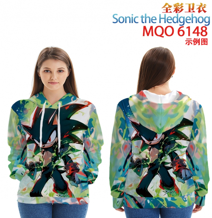 Sonic The Hedgehog  Long sleeve hooded patch pocket cotton sweatshirt from 2XS to 4XL MQO 6148