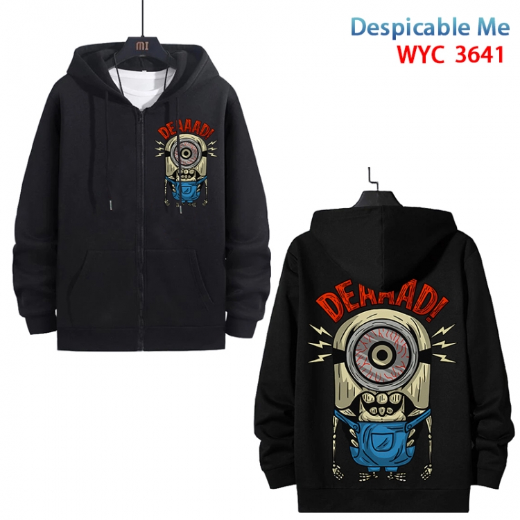 Despicable Me Anime black pure cotton zipper patch pocket sweater from S to 3XL  WYC-3641-3