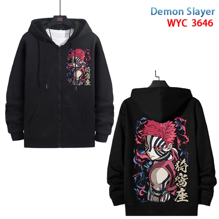 Demon Slayer Kimets Anime black pure cotton zipper patch pocket sweater from S to 3XL  WYC-3646-3