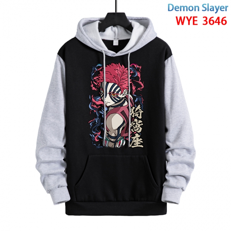 Demon Slayer Kimets Anime black and gray pure cotton hooded patch pocket sweater from S to 3XL WYE-3646