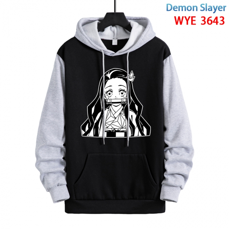 Demon Slayer Kimets Anime black and gray pure cotton hooded patch pocket sweater from S to 3XL WYE-3643