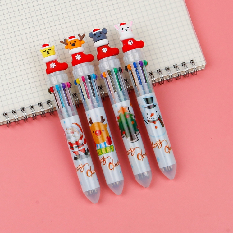 Christmas Collection 10 Color Ballpoint Pen Student Writing Pen price for 20 pcs style A