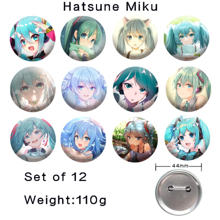 Hatsune Miku Anime tinplate laser iron badge badge badge 44mm  a set of 12