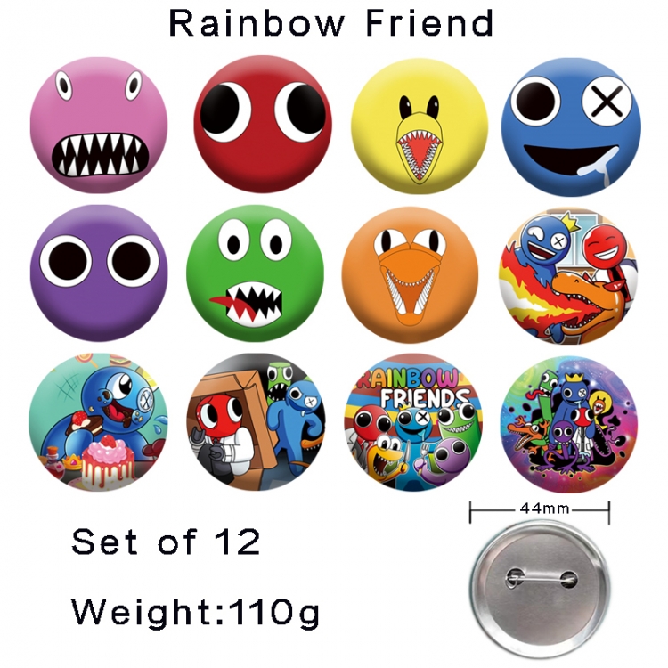 Rainbow Friend Anime tinplate laser iron badge badge badge 44mm  a set of 12