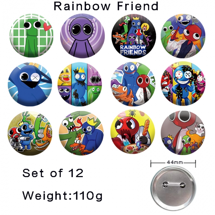 Rainbow Friend Anime tinplate laser iron badge badge badge 44mm  a set of 12