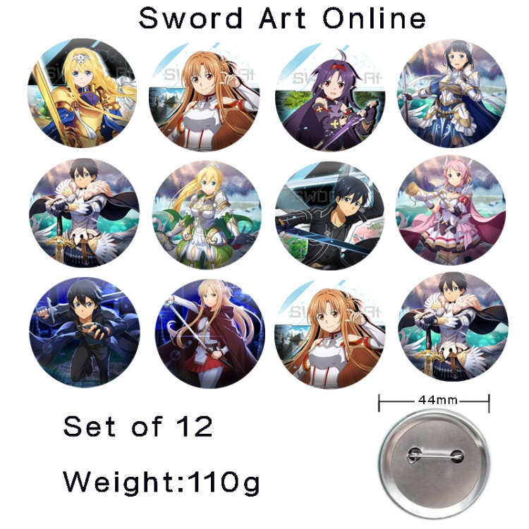 Sword Art Online Anime tinplate laser iron badge badge badge 44mm  a set of 12
