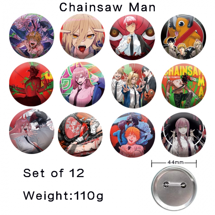 Chainsaw man Anime tinplate laser iron badge badge badge 44mm  a set of 12