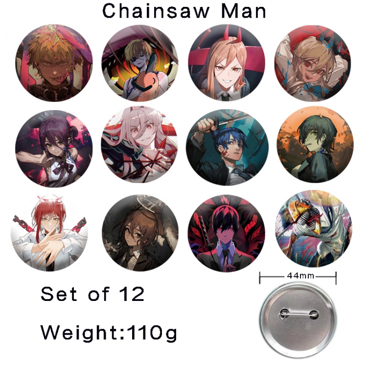 Chainsaw man Anime tinplate laser iron badge badge badge 44mm  a set of 12