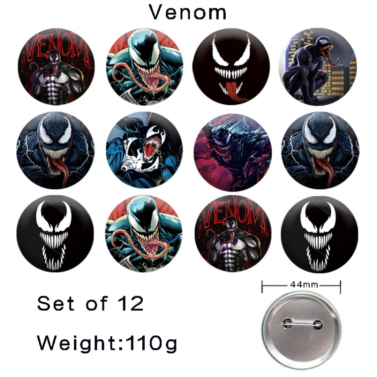 Venom Anime tinplate laser iron badge badge badge 44mm  a set of 12