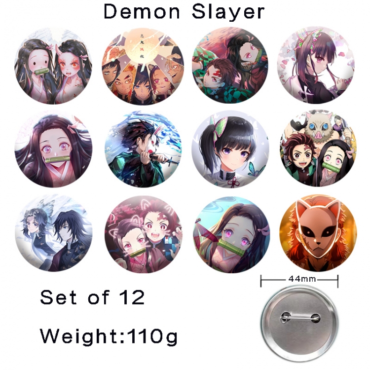 Demon Slayer Kimets Anime tinplate laser iron badge badge badge 44mm  a set of 12