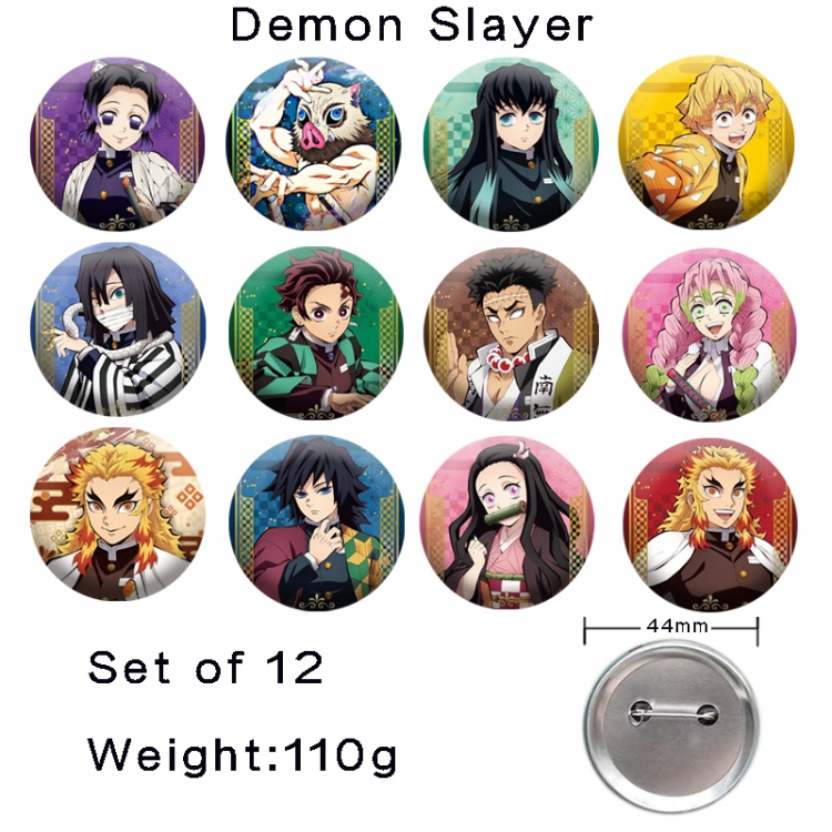 Demon Slayer Kimets Anime tinplate laser iron badge badge badge 44mm  a set of 12