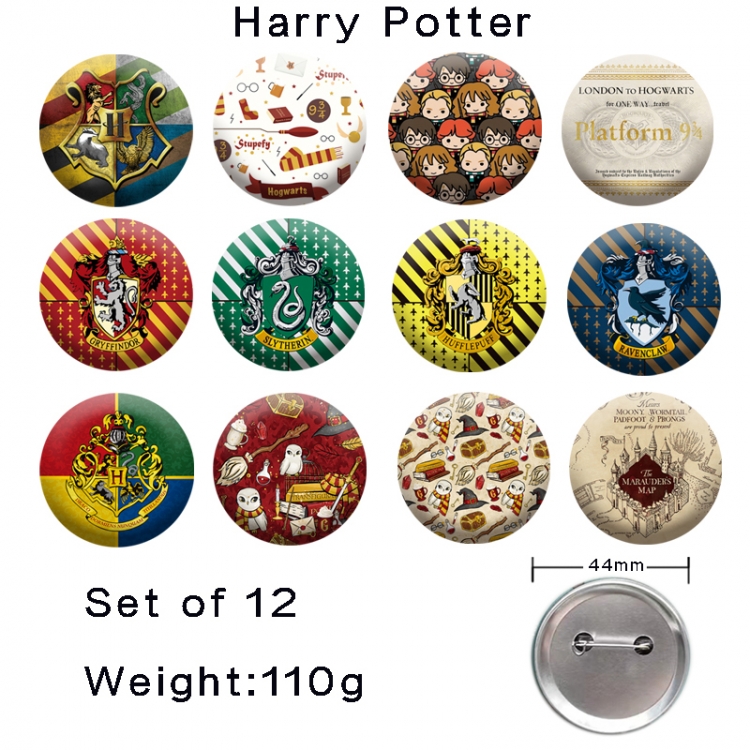 Harry Potter Anime tinplate laser iron badge badge badge 44mm  a set of 12