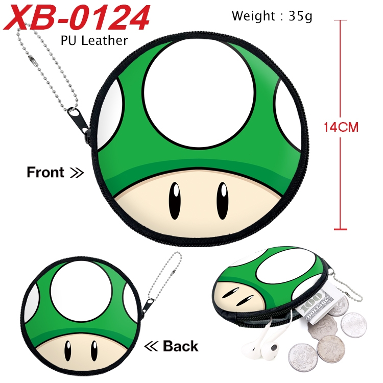 Super Mario Anime PU leather material circular zipper zero wallet 14cm  XB-0124