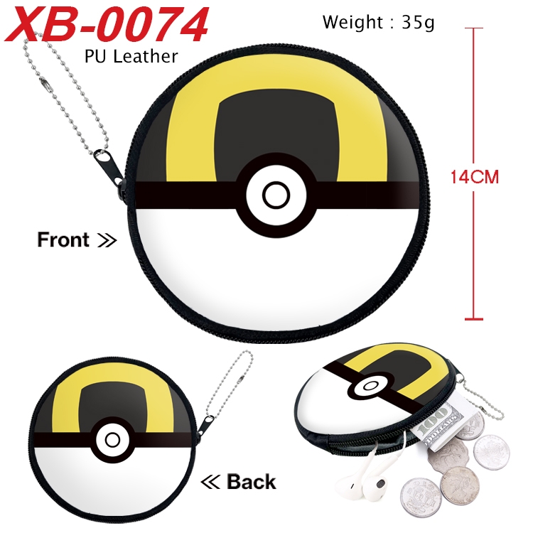 Pokemon Anime PU leather material circular zipper zero wallet 14cm XB-0074