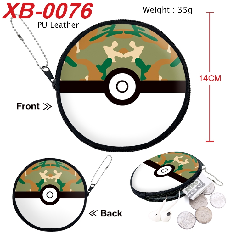 Pokemon Anime PU leather material circular zipper zero wallet 14cm  XB-0076