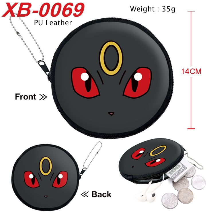 Pokemon Anime PU leather material circular zipper zero wallet 14cm XB-0069