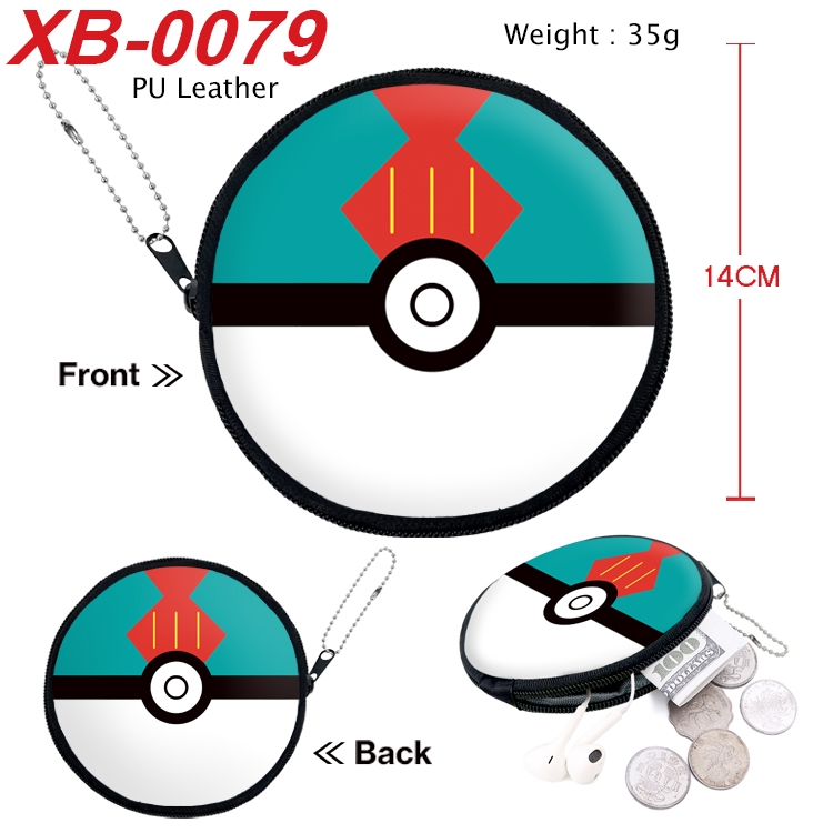 Pokemon Anime PU leather material circular zipper zero wallet 14cm  XB-0079