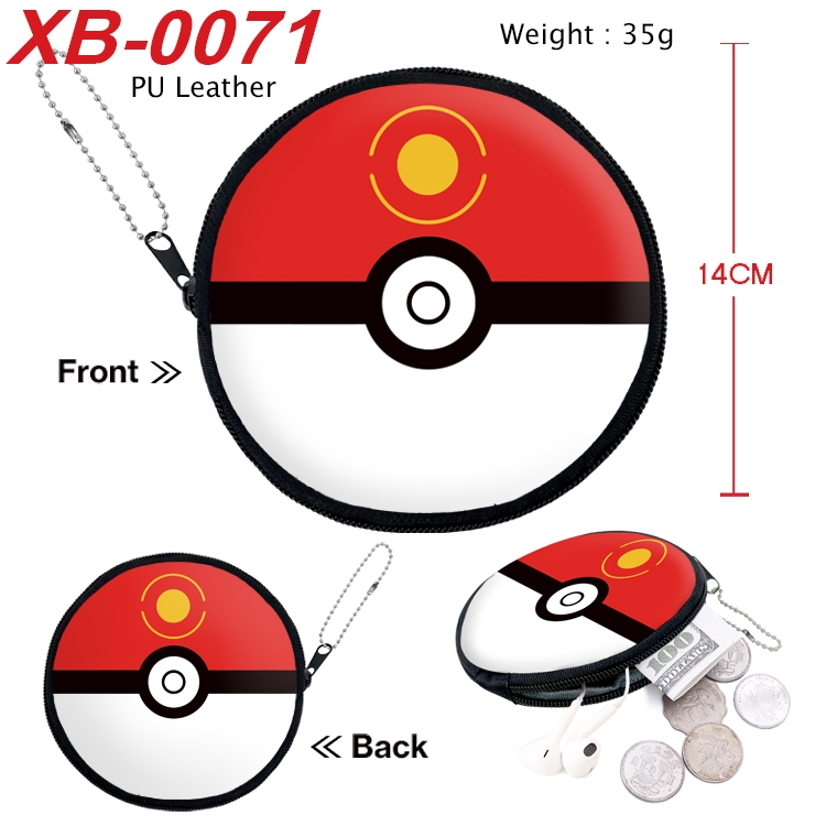 Pokemon Anime PU leather material circular zipper zero wallet 14cm XB-0071