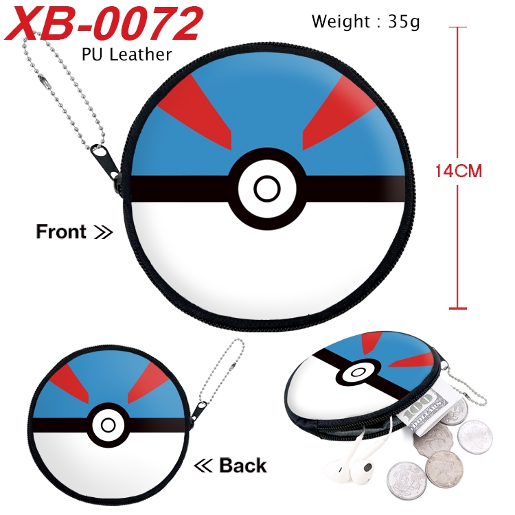 Pokemon Anime PU leather material circular zipper zero wallet 14cm XB-0072