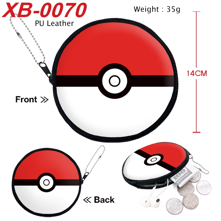 Pokemon Anime PU leather material circular zipper zero wallet 14cm  XB-0070