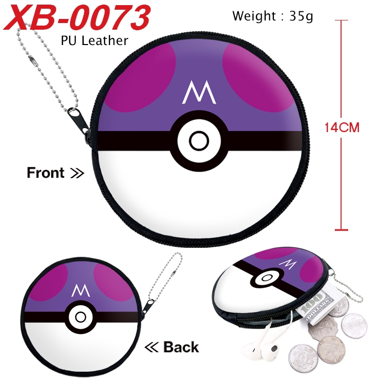 Pokemon Anime PU leather material circular zipper zero wallet 14cm XB-0073