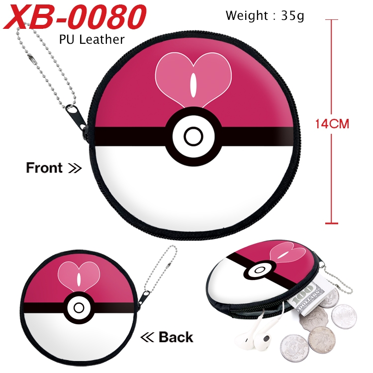 Pokemon Anime PU leather material circular zipper zero wallet 14cm XB-0080
