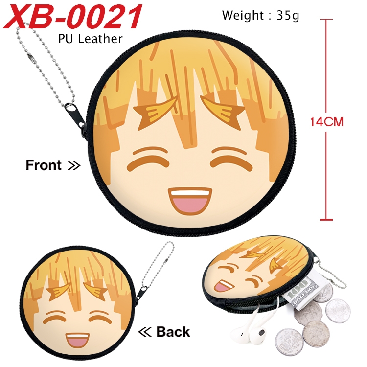 Demon Slayer Kimets Anime PU leather material circular zipper zero wallet 14cm  XB-0021