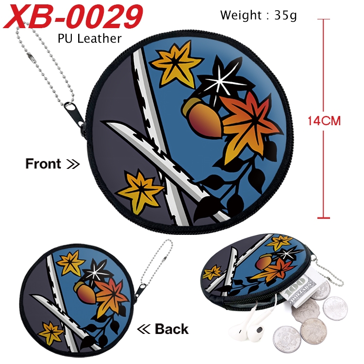 Demon Slayer Kimets Anime PU leather material circular zipper zero wallet 14cm  XB-0029