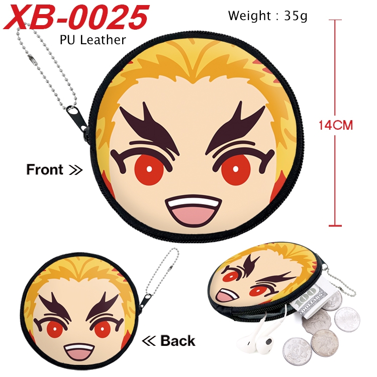 Demon Slayer Kimets Anime PU leather material circular zipper zero wallet 14cm  XB-0025