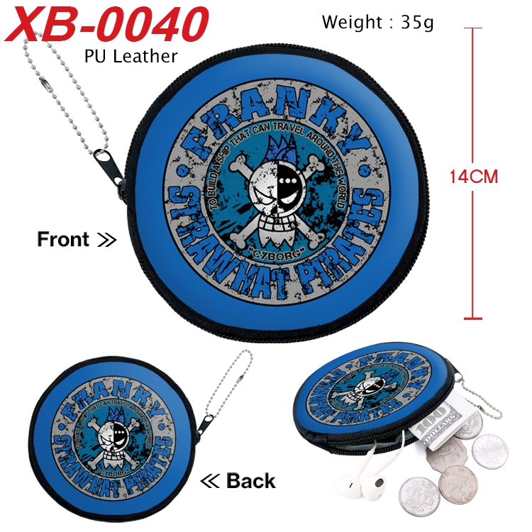 One Piece Anime PU leather material circular zipper zero wallet 14cm  XB-0040