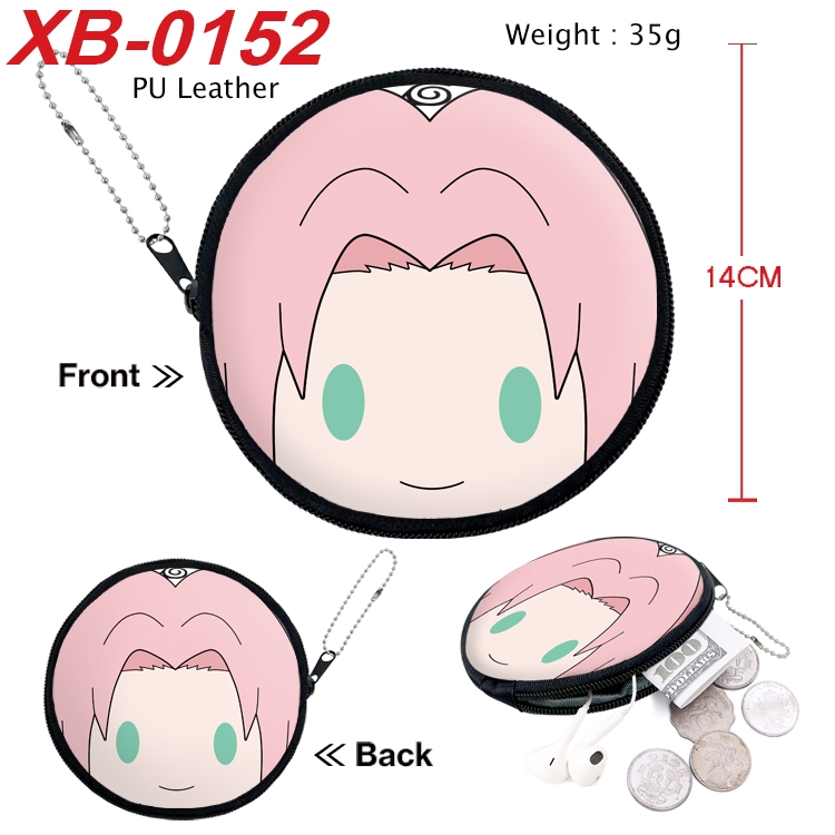 Naruto Anime PU leather material circular zipper zero wallet 14cm  XB-0152