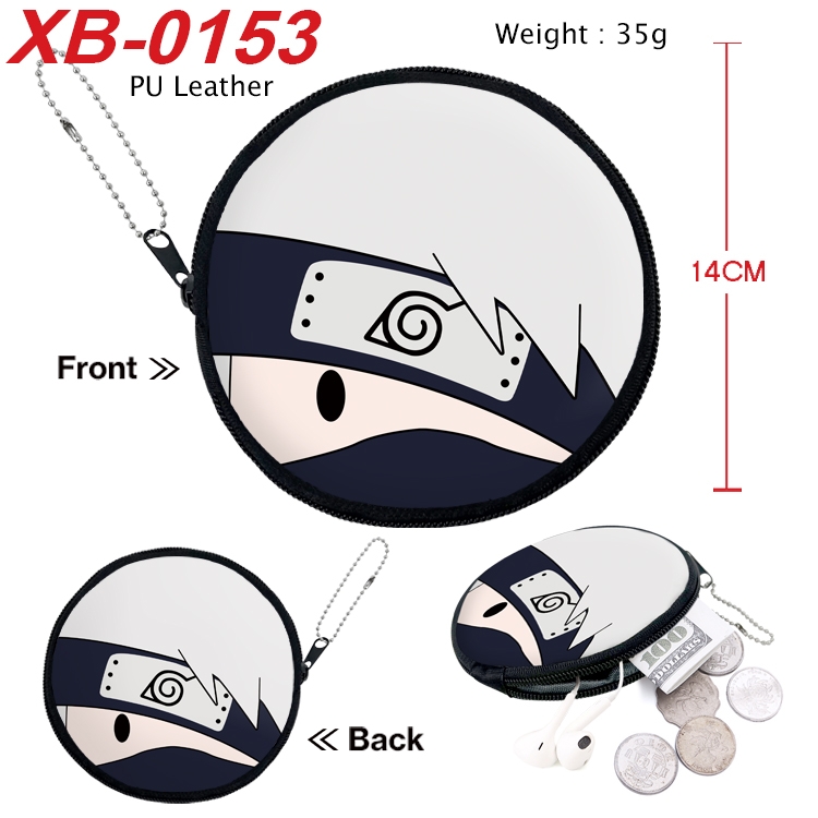 Naruto Anime PU leather material circular zipper zero wallet 14cm  XB-0153