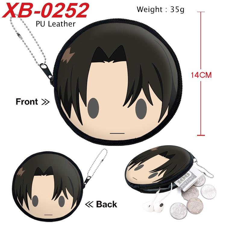Shingeki no Kyojin Anime PU leather material circular zipper zero wallet 14cm  XB-0252
