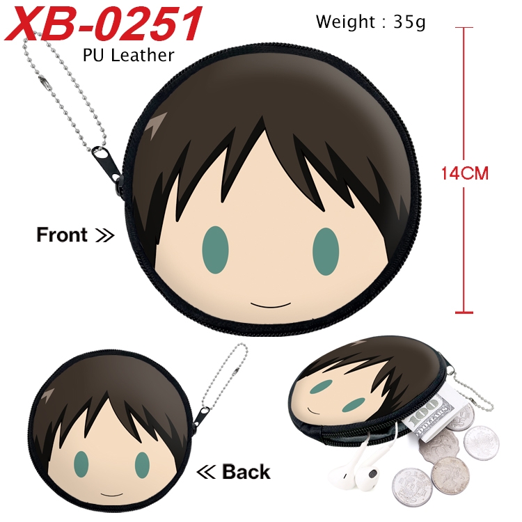 Shingeki no Kyojin Anime PU leather material circular zipper zero wallet 14cm XB-0251