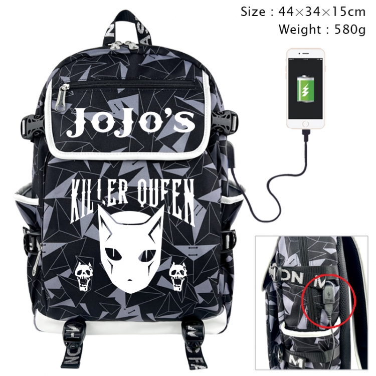 JoJos Bizarre Adventure Anime gray dual data cable backpack and backpack 44X34X15cm 580g