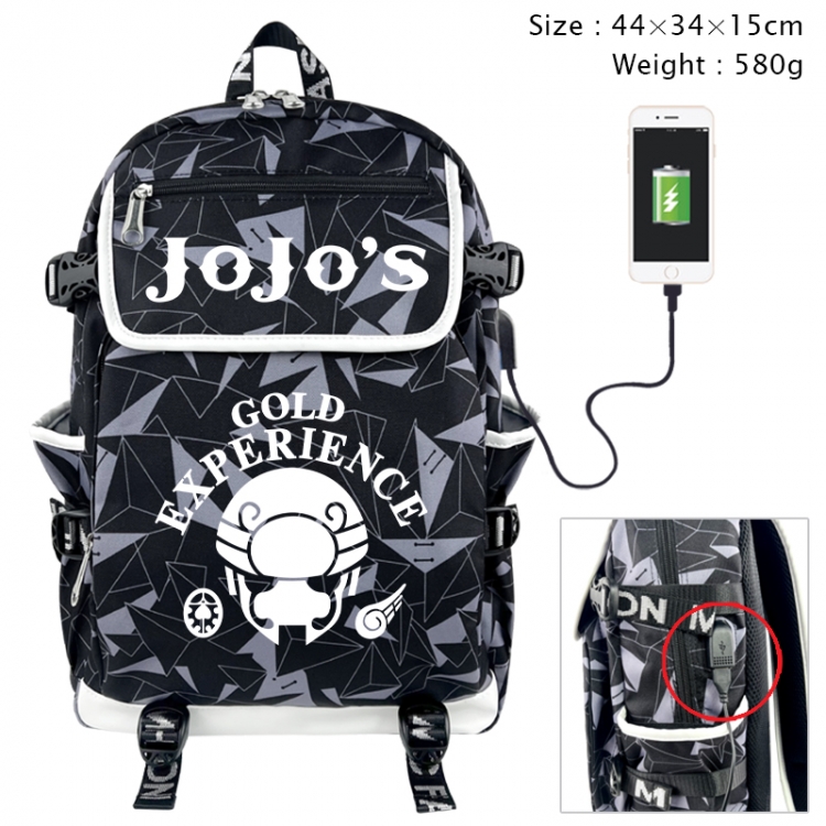 JoJos Bizarre Adventure Anime gray dual data cable backpack and backpack 44X34X15cm 580g