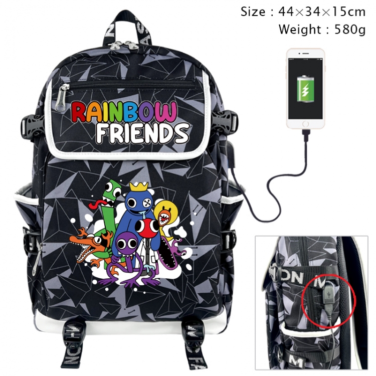 Rainbow Friend Anime gray dual data cable backpack and backpack 44X34X15cm 580g
