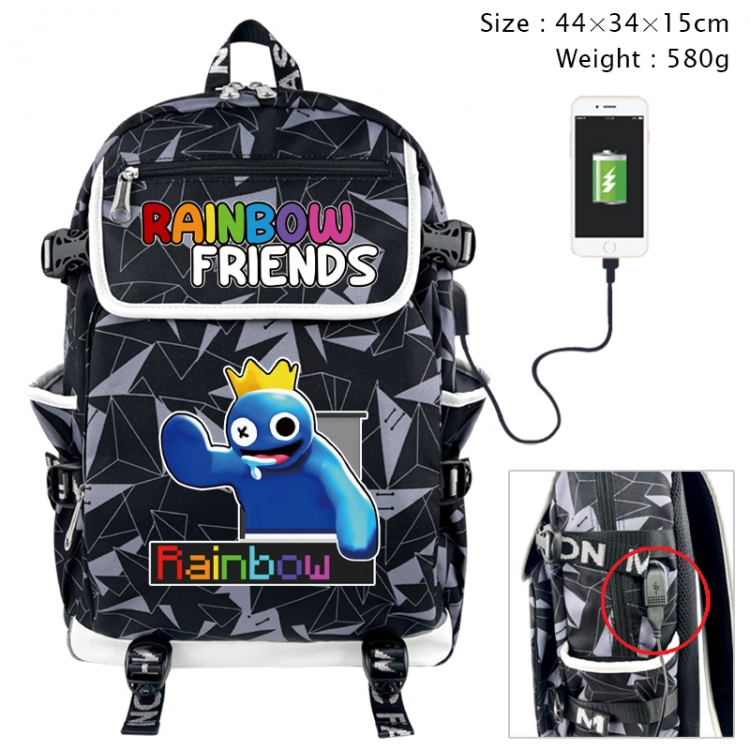 Rainbow Friend Anime gray dual data cable backpack and backpack 44X34X15cm 580g