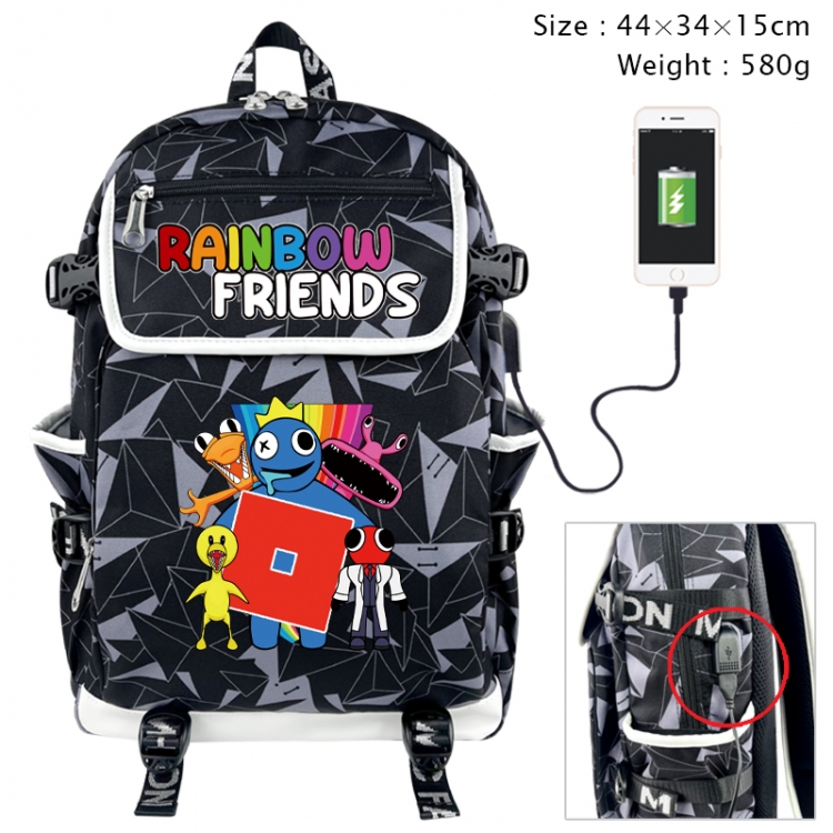 Rainbow Friend Anime gray dual data cable backpack and backpack 44X34X15cm 580g