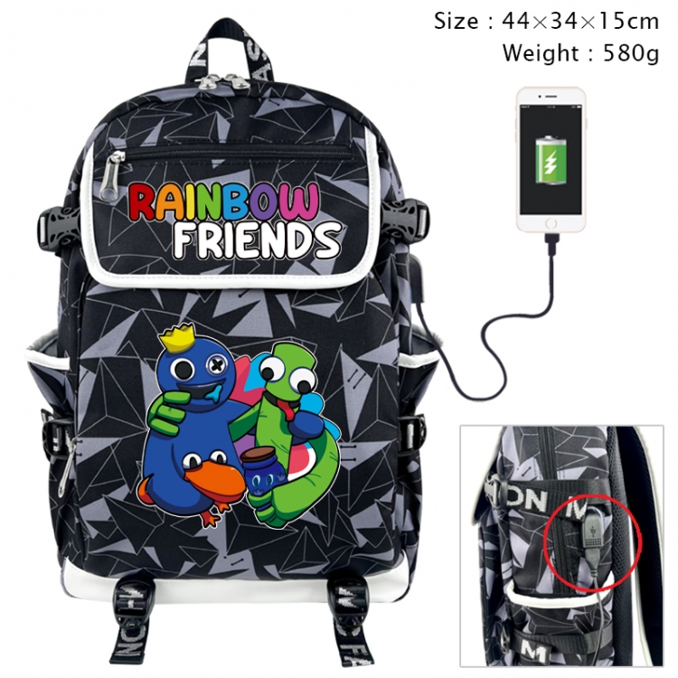 Rainbow Friend Anime gray dual data cable backpack and backpack 44X34X15cm 580g