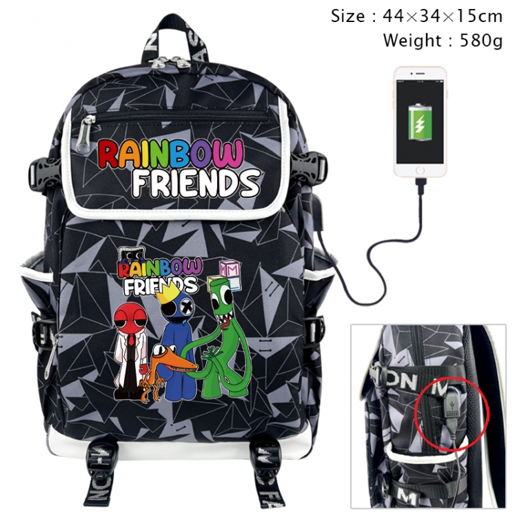 Rainbow Friend Anime gray dual data cable backpack and backpack 44X34X15cm 580g