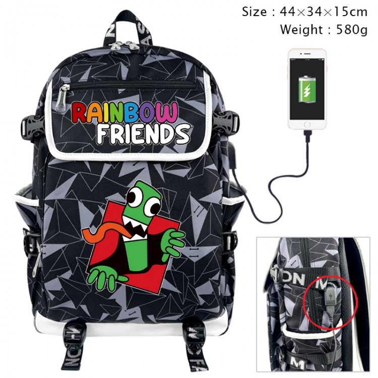 Rainbow Friend Anime gray dual data cable backpack and backpack 44X34X15cm 580g