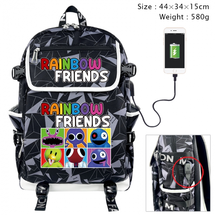 Rainbow Friend Anime gray dual data cable backpack and backpack 44X34X15cm 580g