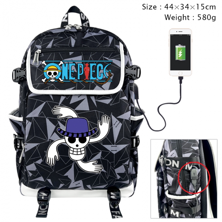 One Piece Anime gray dual data cable backpack and backpack 44X34X15cm 580g