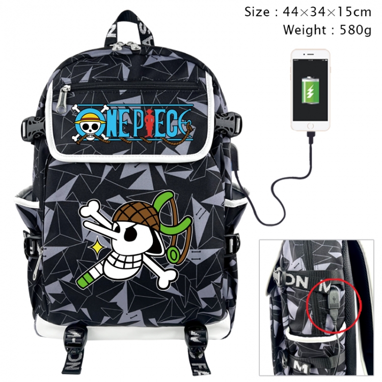 One Piece Anime gray dual data cable backpack and backpack 44X34X15cm 580g