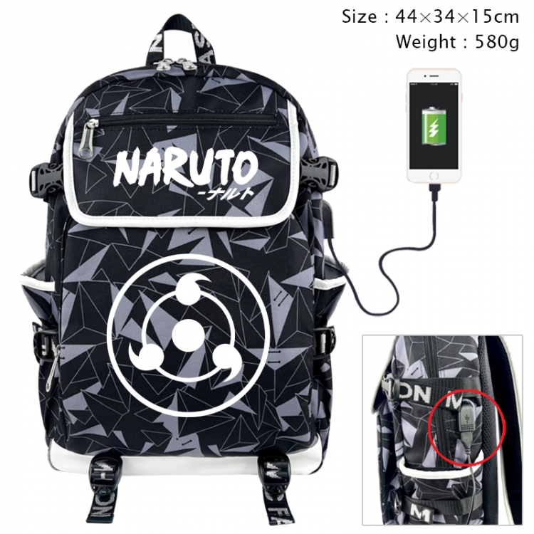 Naruto Anime gray dual data cable backpack and backpack 44X34X15cm 580g