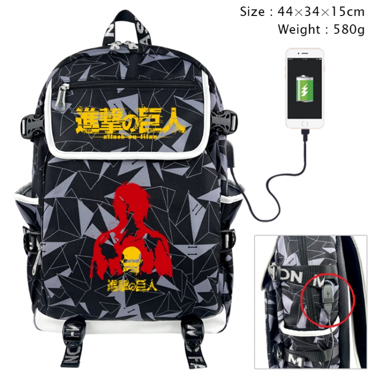 Shingeki no Kyojin Anime gray dual data cable backpack and backpack 44X34X15cm 580g