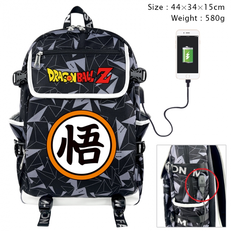 DRAGON BALL Anime gray dual data cable backpack and backpack 44X34X15cm 580g